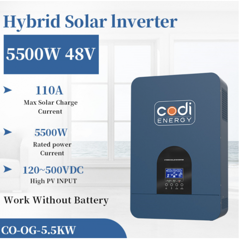 Гібридний інвертор CODI COOG 5500W 48В 110A MPPT (чиста синусоїда, UPS)