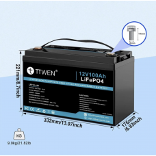 Акумулятор TTWEN 12V 100Аh 1280Wh LiFePO4 + Bluetooth (літій-залізо-фосфатний акумулятор)