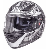 MT Helmets REVENGE Skull & Rose Matt Silver / Anthracite / Black